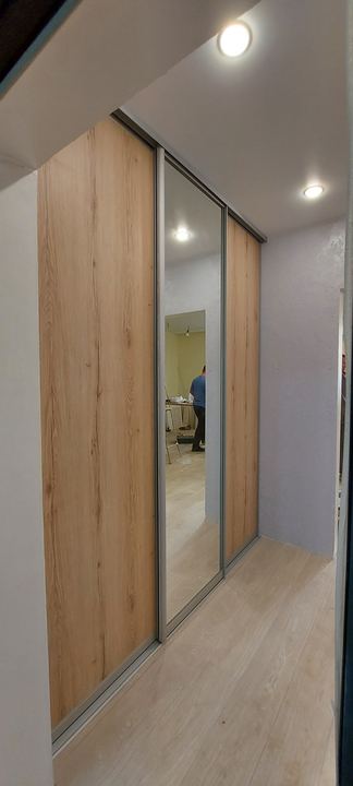 Шкаф-купе на заказ, Казань — фото работы 19: Шкаф-купе под дерево с зеркалом
